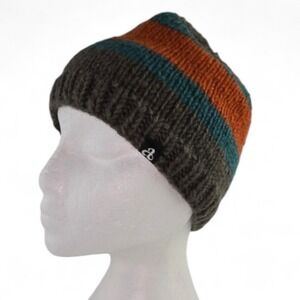 NWT Ambler Youth's Hand Knit Wool Granite Scooter Beanie Hat Toque Stripe M / L